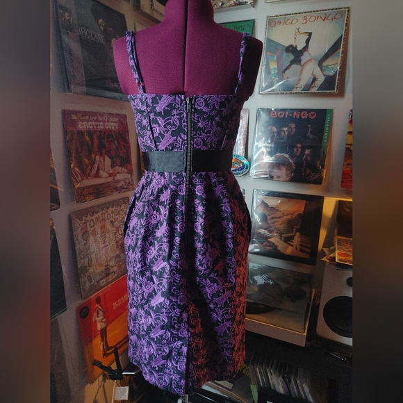 Betsey Johnson Purple Embroidered Insect Pencil Dress y2k S - Picture 2 of 5